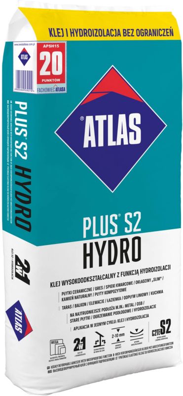 Klej do glazury i terakoty Atlas Plus S2 Hydro 15 kg