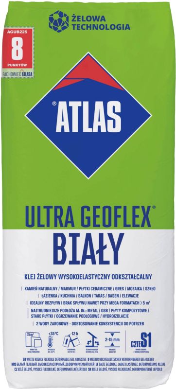Klej do płytek Atlas Geoflex Ultra biały 22,5 kg
