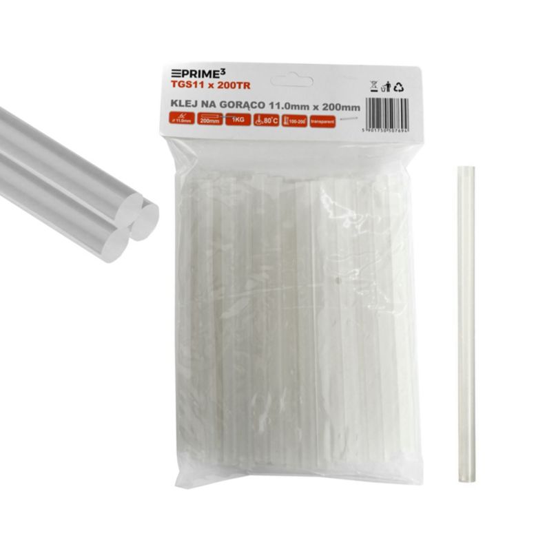 Klej w sztyfcie do pistoletu Prime3 11mm transparentny TGS11x200TR 1 szt.