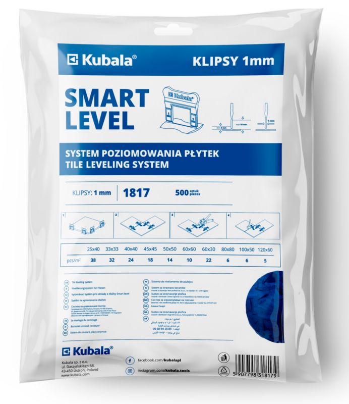 Klipsy Kubala Smart Level 1 mm XXL