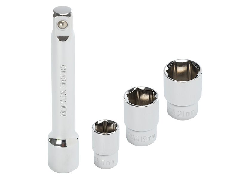 Klucz dynamometryczny, Carmotion, 28-210 Nm, 1/2" + nasadki 17, 19 i 21 mm + przedłużka 125 mm, certyfikat kalibracji, 1 szt.