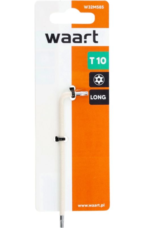 Klucz torx T10 WAART długi - biały, otwór, 1 szt.