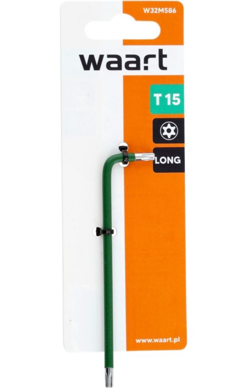 Klucz torx T15 WAART długi - ciemnozielony, otwór, 1 szt.