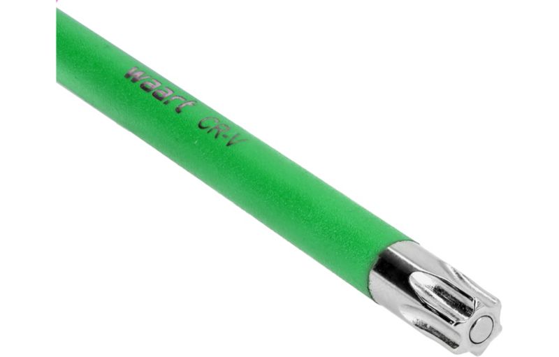 Klucz torx T20 WAART długi - zielony, otwór, magnes, 1 szt.
