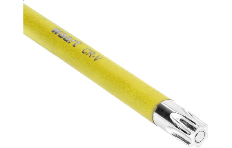 Klucz torx T27 WAART długi - żółty, otwór, magnes, 1 szt.