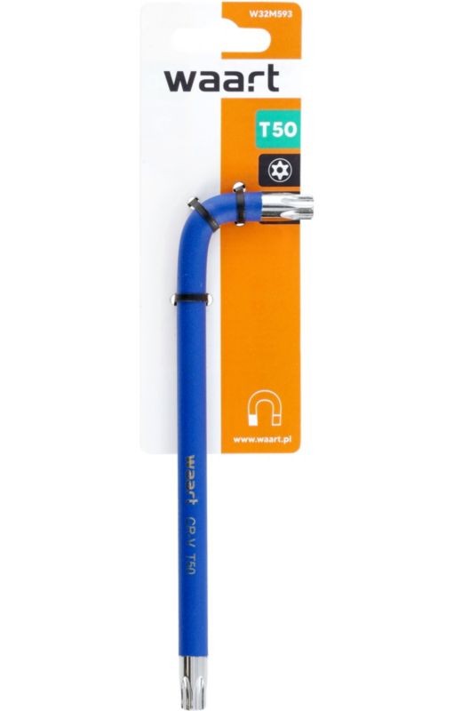 Klucz torx T50 WAART długi - ciemnoniebieski, otwór, magnes, 1 szt.