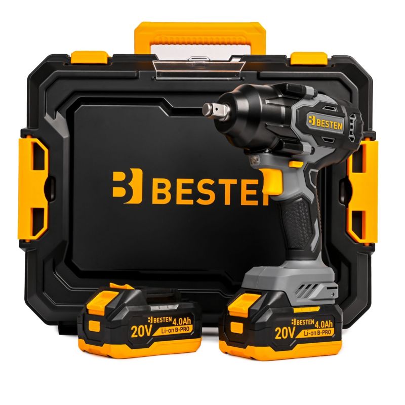 Klucz udarowy akumulatorowy BESTEN BE-2892 bezszczotkowy 20V 800 Nm 3 biegi, Smart-Loosening, 2x4.0Ah B-PRO, LED, walizka 1 szt.