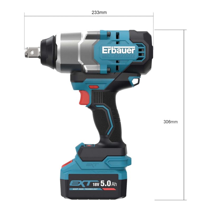 Klucz udarowy Erbauer 18V 1625 Nm 1x5,0Ah