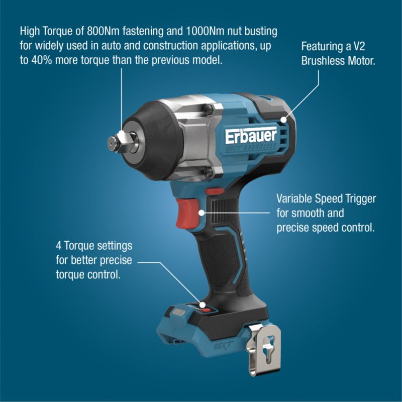 Klucz udarowy Erbauer G2 800 Nm 18 V bez akumulatora
