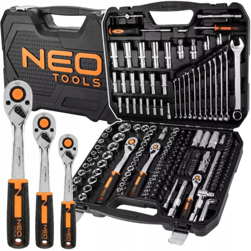 Klucze nasadowe NEO TOOLS 1/2", 3/8", 1/4", zestaw 219 szt., CrV 1 kpl