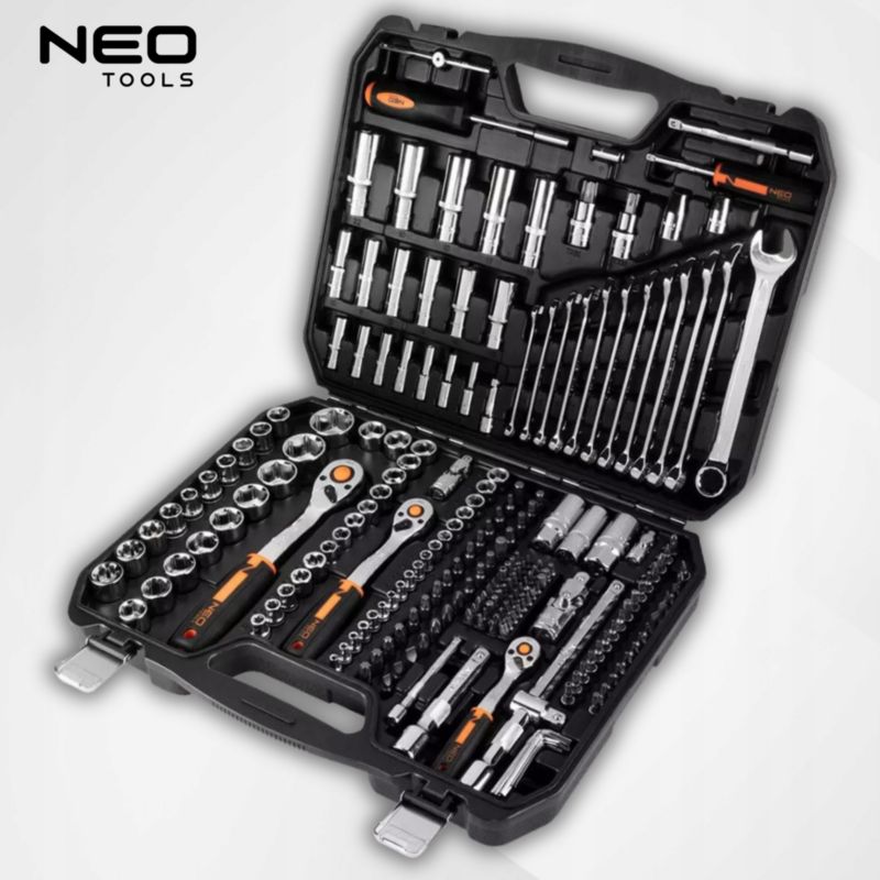 Klucze nasadowe NEO TOOLS 1/2", 3/8", 1/4", zestaw 219 szt., CrV 1 kpl