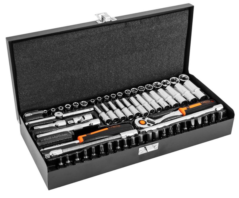 Klucze nasadowe NEO TOOLS 1/4", zestaw 63 szt. 1 kpl