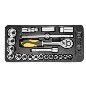 Klucze nasadowe TOPEX 1/2", zestaw 21 szt., wkładka 1 kpl