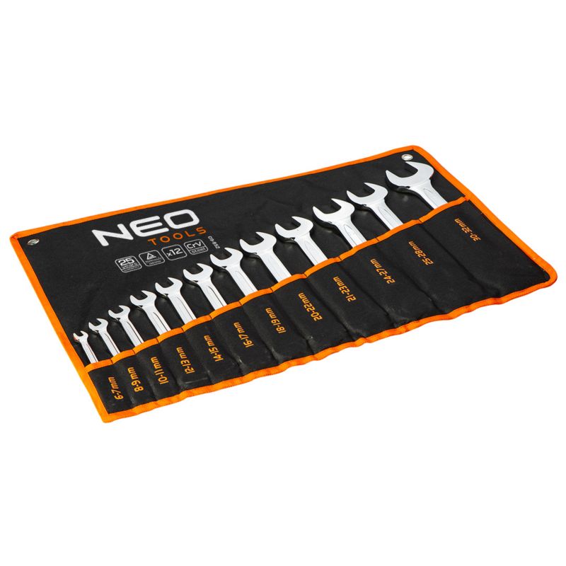 Klucze płaskie NEO TOOLS dwustronne 6-32 mm, zestaw 12 szt. 1 kpl