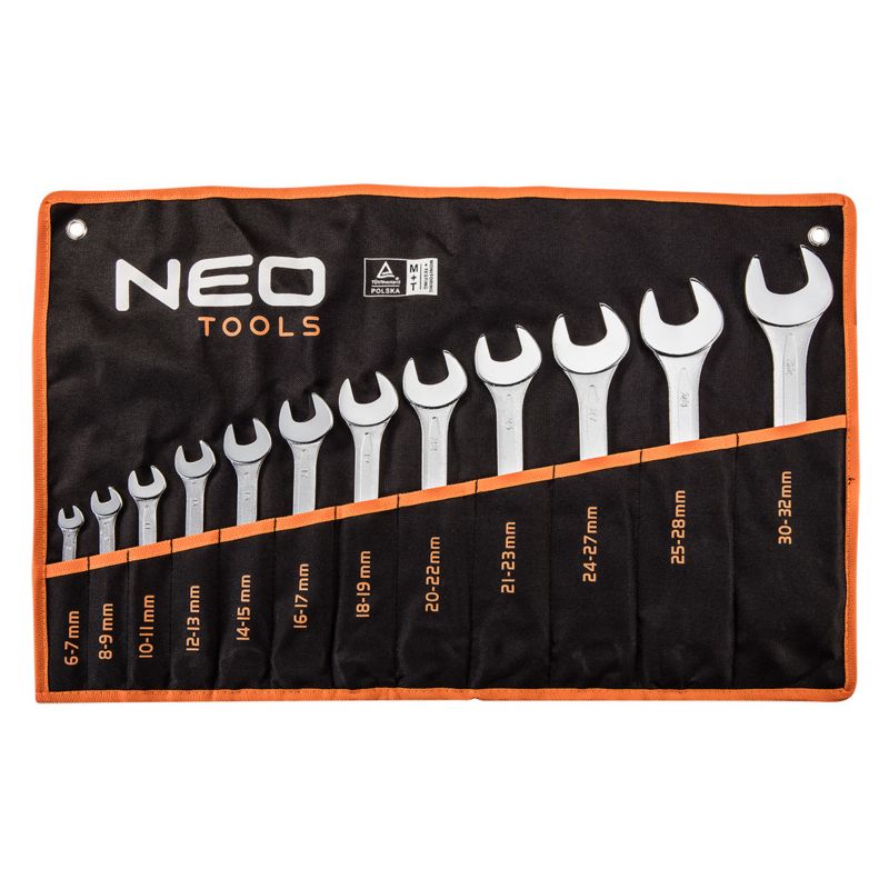 Klucze płaskie NEO TOOLS dwustronne 6-32 mm, zestaw 12 szt. 1 kpl