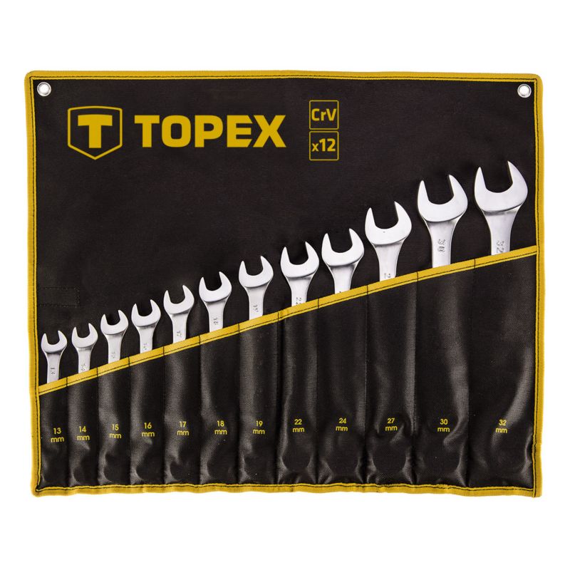 Klucze płasko-oczkowe TOPEX 13-32 mm, zestaw 12 szt. 1 kpl