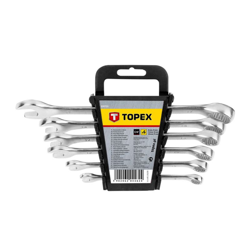 Klucze płasko-oczkowe TOPEX 8-17 mm, zestaw 6 szt. 1 kpl