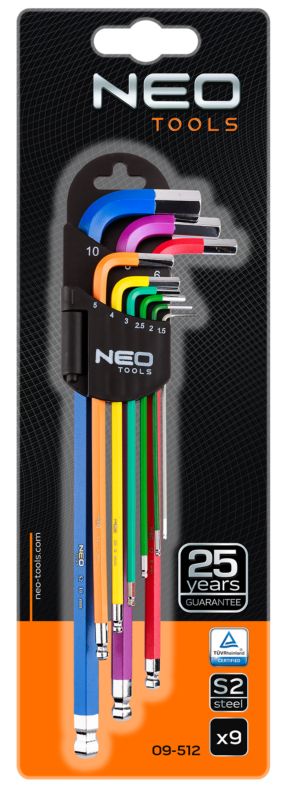 Klucze sześciokątne Neo Tools 1.5-10 mm 9 szt.