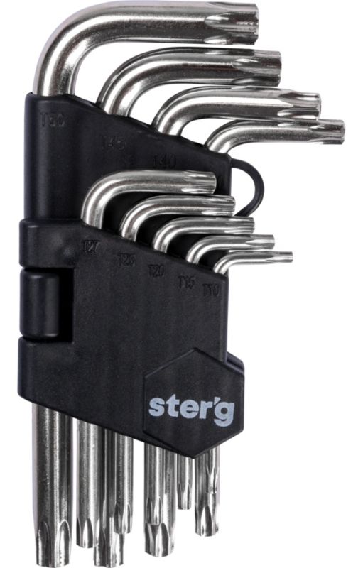 Klucze Torx z otworem Ster'g T10-T50 do śrub zabezpieczających, 9 szt.