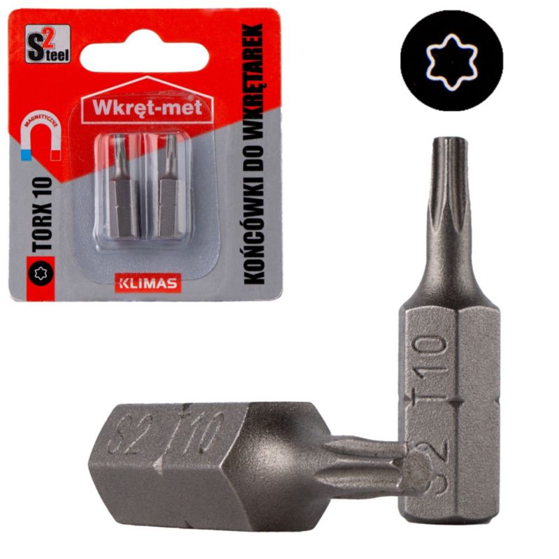 Końcówki do wkrętarki Klimas bity do wkrętarek TORX 10 długość 25 mm 2szt
