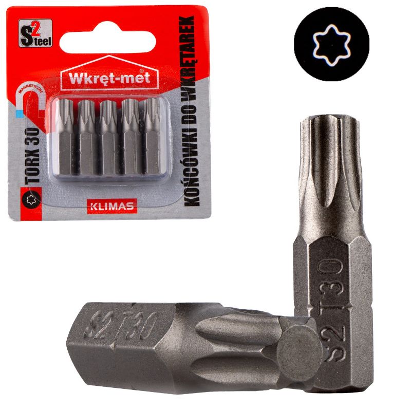 Końcówki do wkrętarki Klimas bity do wkrętarek TORX 30 długość 25 mm 5szt