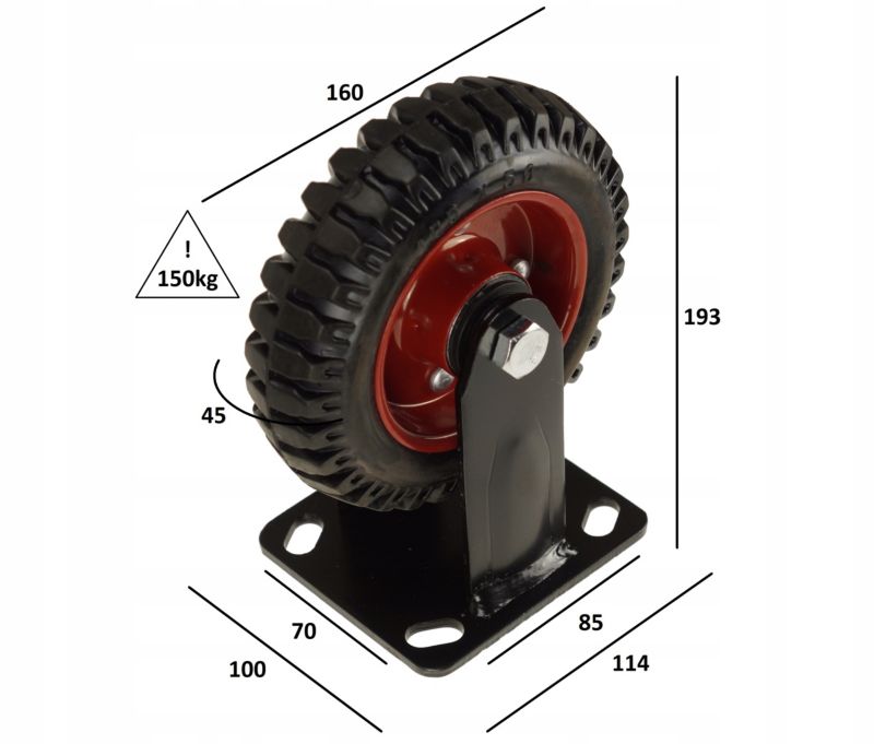 Koło Do Wózka FEINZ Pełne Platformy Stałe 160X45 Mm 150 Kg Z Łożyskiem 2 szt.