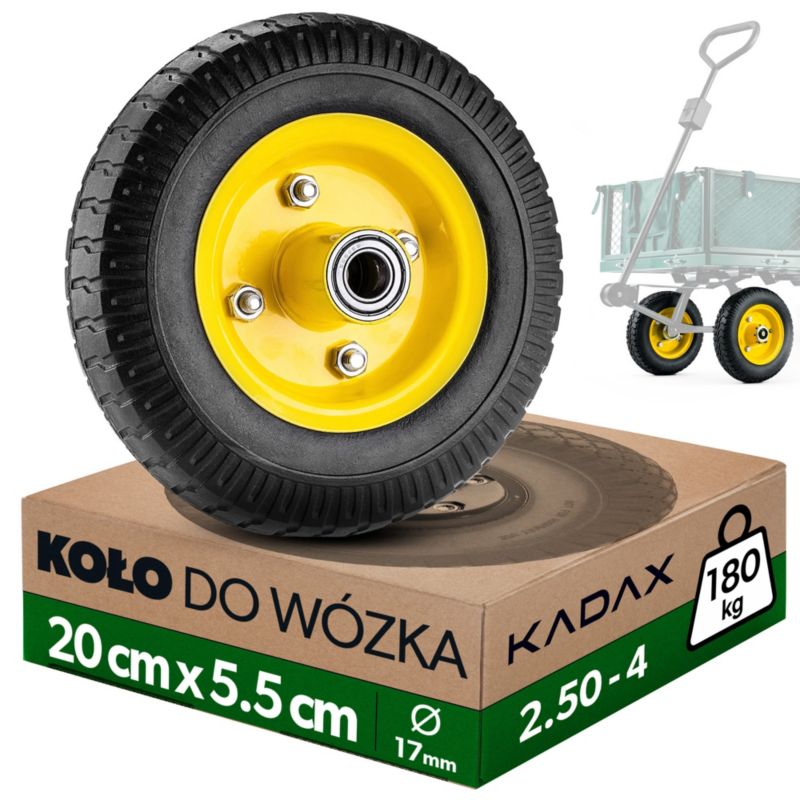 Koło KADAX do taczki pneumatyczne 20 cm, żółte, 1 szt.