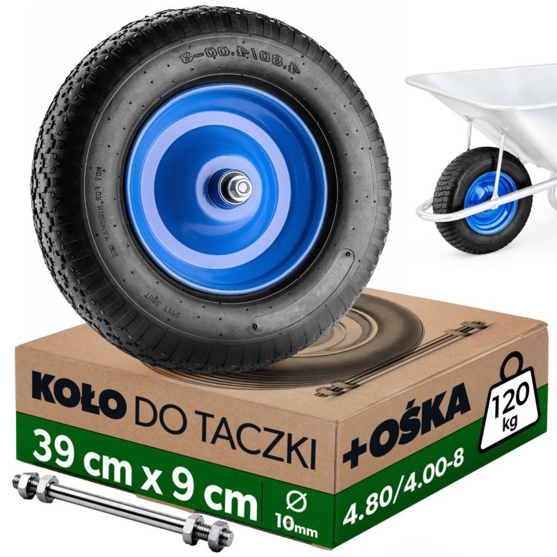 Koło KADAX do taczki pneumatyczne 39 cm, niebieskie, 1 szt.