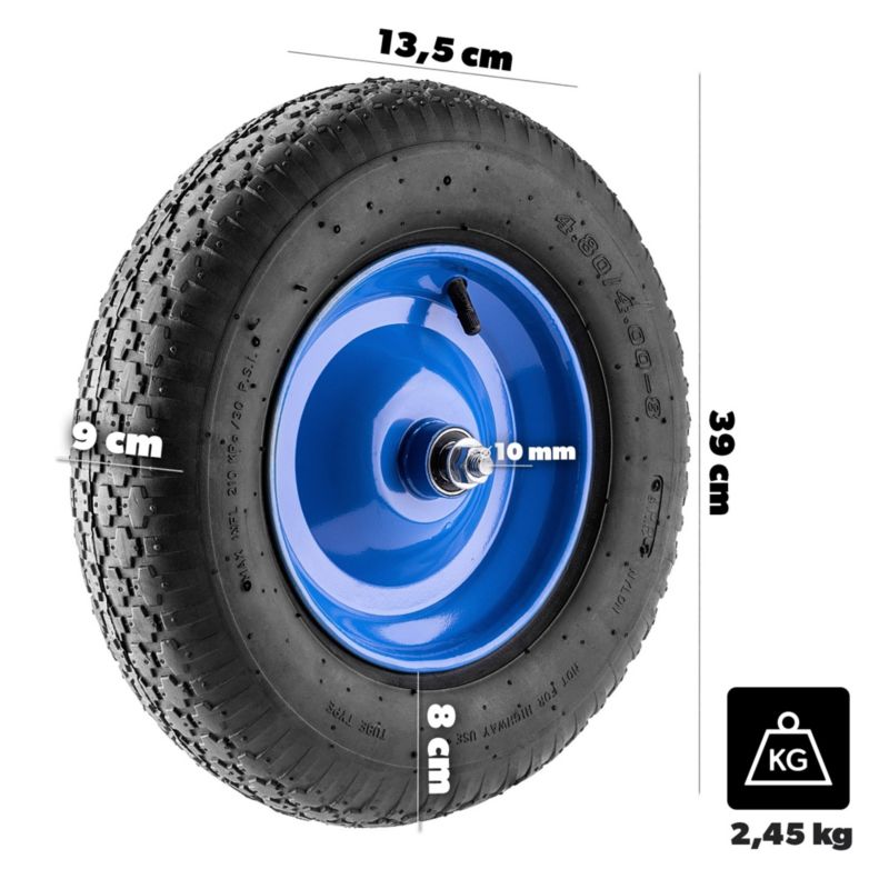 Koło KADAX do taczki pneumatyczne 39 cm, niebieskie, 1 szt.
