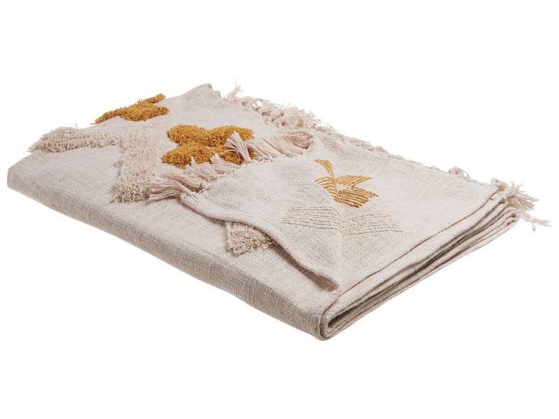 Koc Adoni Bawełna 130 x 180 cm Beżowy 1 szt.