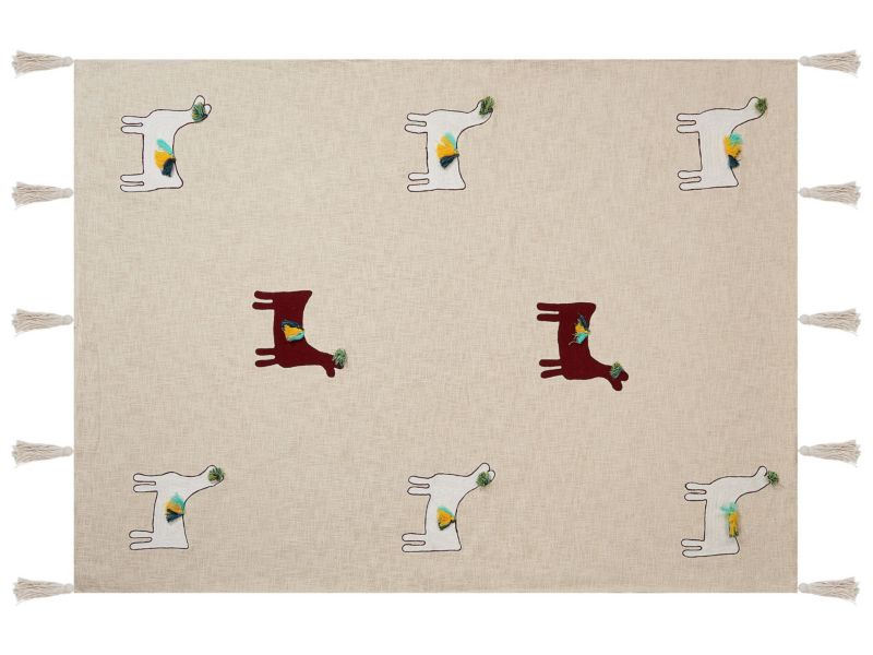 Koc Deoghar Bawełna 130 x 180 cm Beżowy 1 szt.