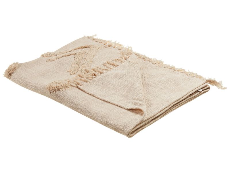 Koc Fatehpur Bawełna 130 x 180 cm Beżowy 1 szt.
