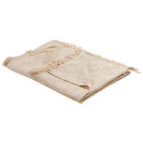 Koc Fatehpur Bawełna 130 x 180 cm Beżowy 1 szt.
