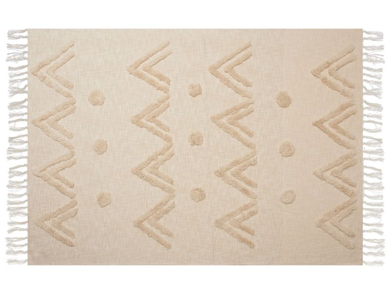 Koc Fatehpur Bawełna 130 x 180 cm Beżowy 1 szt.