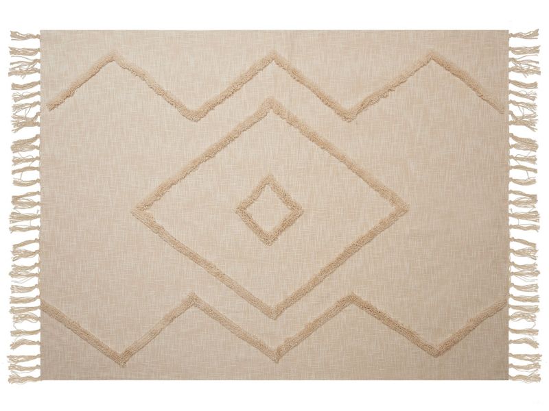 Koc Jaunpur Bawełna 130 x 180 cm Beżowy 1 szt.