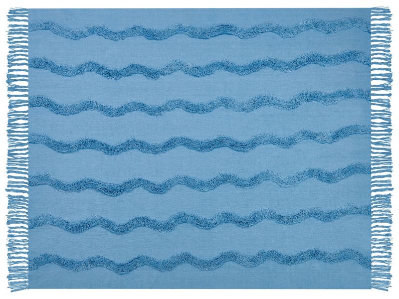 Koc Khari Bawełna 125 x 150 cm Błękitny 1 szt.