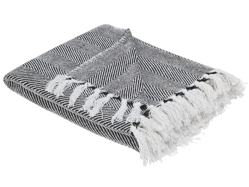 Koc Tangier Bawełna 130 x 160 cm Czarny 1 szt.
