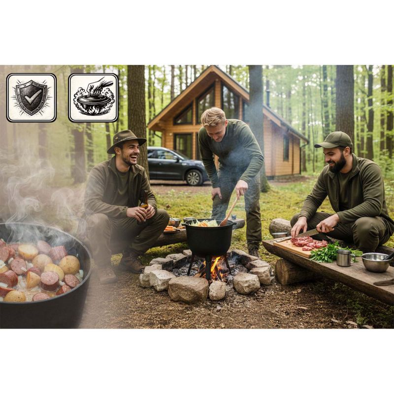 Kociołek żeliwny 8L Berdsen BD-482 garnek myśliwski na ognisko grill + przepisy 1szt.