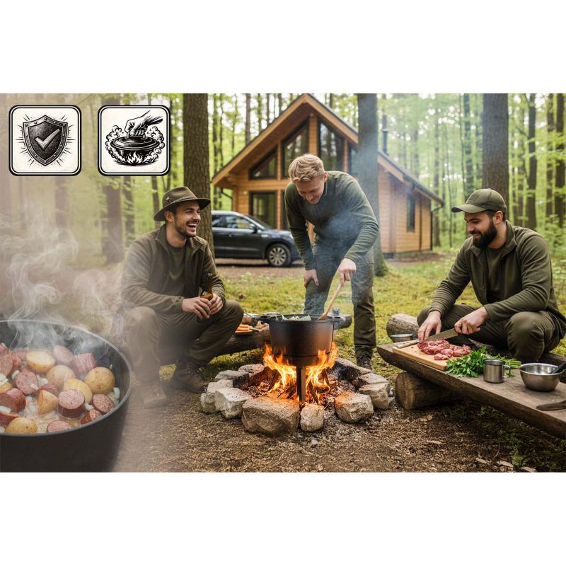 Kociołek żeliwny demontowany Berdsen BD-480 8L garnek + patelnia grill + przepisy 1szt.