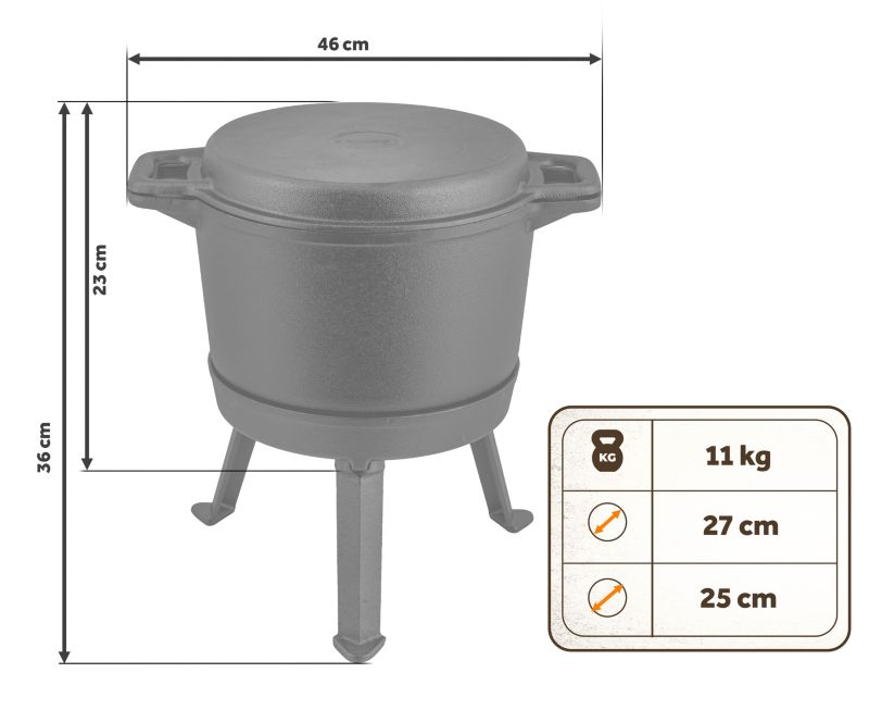 Kociołek żeliwny demontowany Berdsen BD-480 8L garnek + patelnia grill + przepisy 1szt.