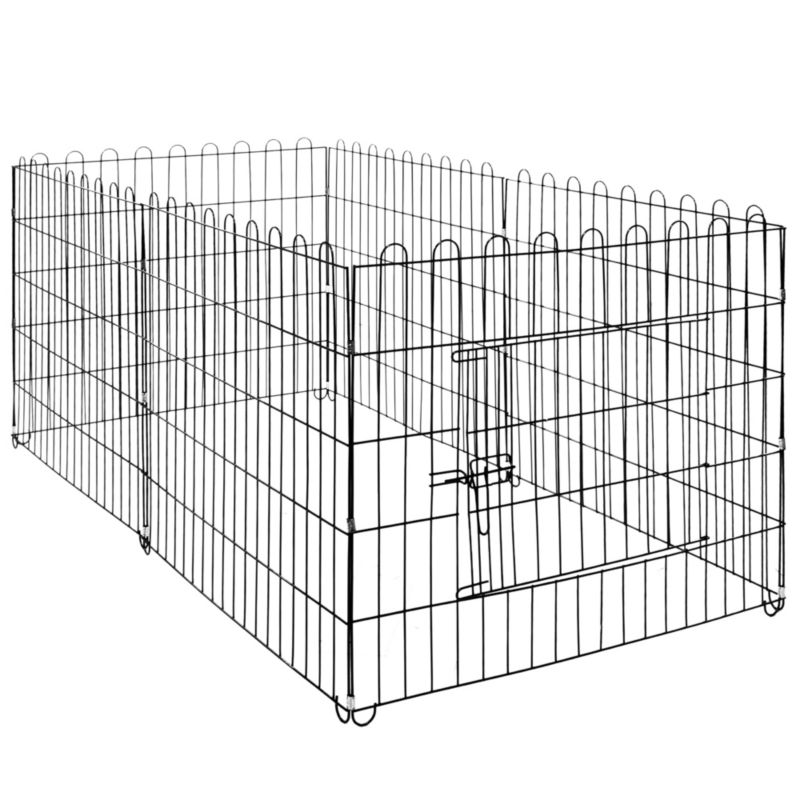 Kojec dla zwierząt metalowy Springos wybieg dla szczeniaków klatka dla psa 165x85 cm czarna 1 szt.