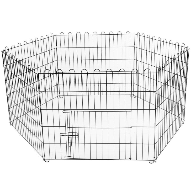 Kojec dla zwierząt metalowy Springos wybieg dla szczeniaków klatka dla psa 165x85 cm czarna 1 szt.
