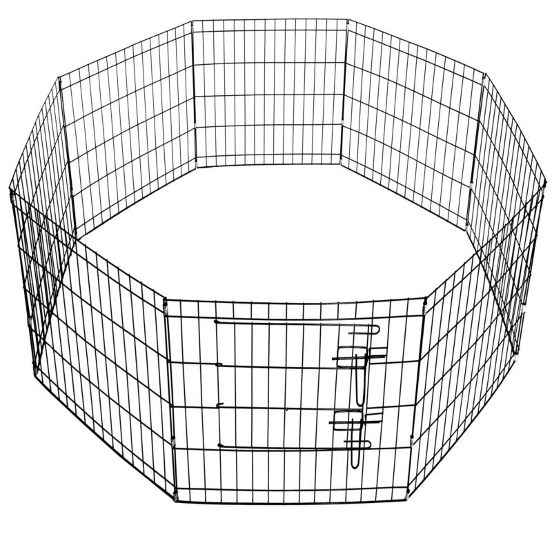 Kojec dla zwierząt Springos metalowy wybieg dla szczeniaków klatka dla psa 155x76 cm czarna 1 szt.
