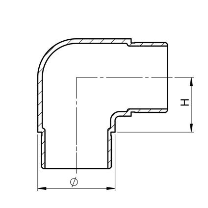 Kolanko 90 AVIS dla poręczy balustrady fi42,4 x 2,0 mm,  stal nierdzewna, szlifowane, 1 szt.