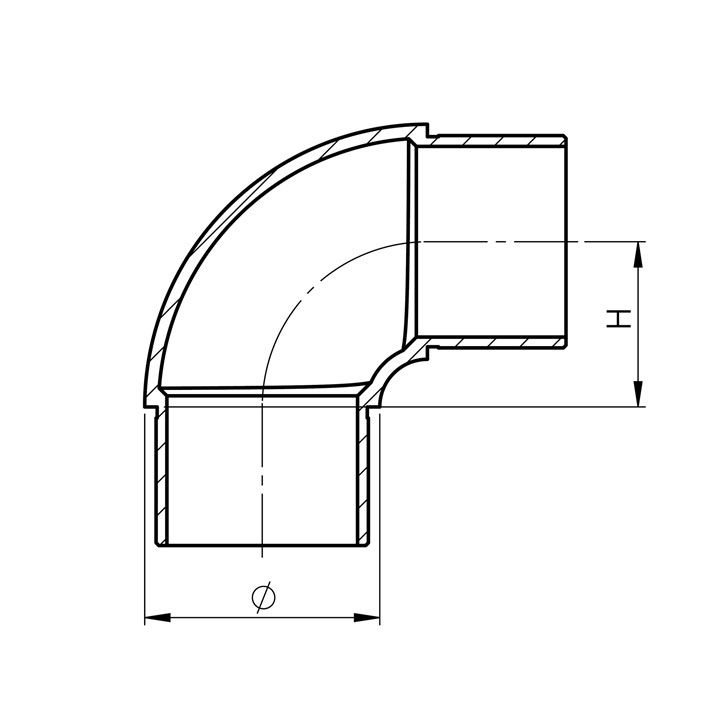 Kolanko 90 dla poręczy balustrady fi42,4 x 2,0 mm, AVIS, stal nierdzewna, szlifowane, 1 szt.