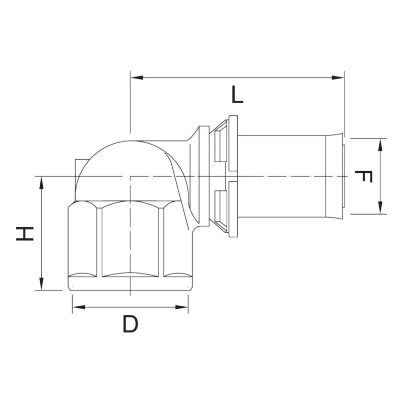 Kolano Kolanko Zaciskowe PEX 90 GW 1"x26 mm 95C 1MPa INVENA Prov 1 szt.