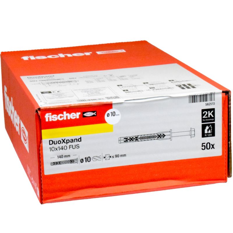 Kołek ramowy Fischer DuoXpand 10 x 140 FUS z wkrętem 50 sztuk