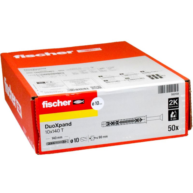 Kołek ramowy Fischer DuoXpand 10 x 140 T z wkrętem 50 sztuk