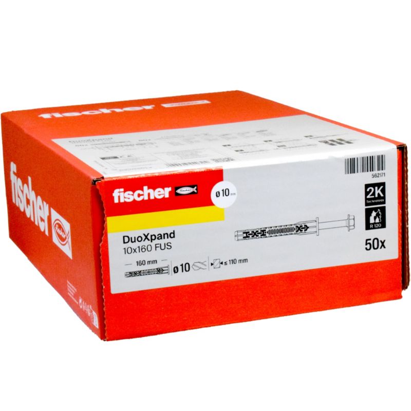 Kołek ramowy Fischer DuoXpand 10 x 160 FUS z wkrętem 50 sztuk