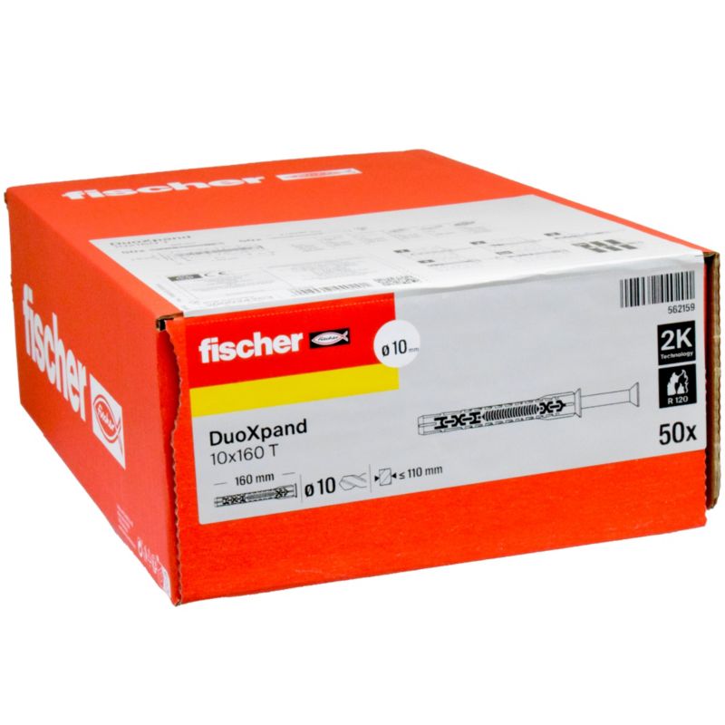 Kołek ramowy Fischer DuoXpand 10 x 160 T z wkrętem 50 sztuk